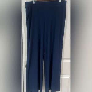 WHBM Outlet Women's Large Twilight Navy Knit Wide Leg Pull On Pant